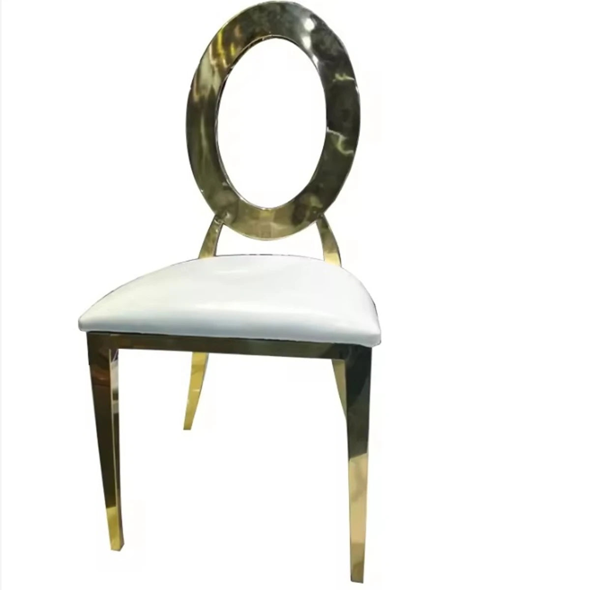 50pcs Gold/Silver Stainless Steel Oval Back Banquet Chairs – Luxury Wedding & Hotel Furniture