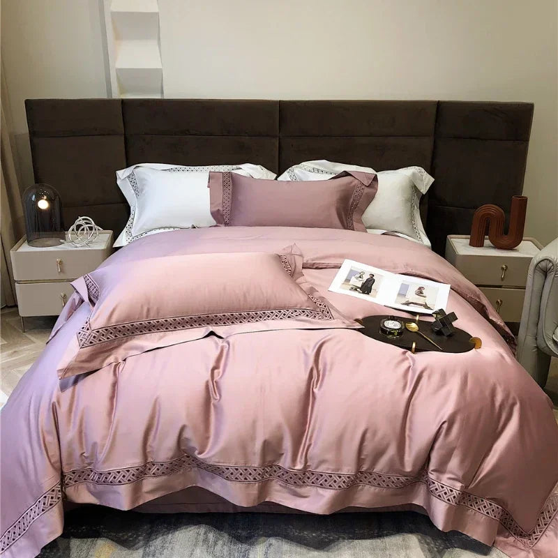 High-End Luxury 140 Pieces Pima Cotton Four-Piece Set Pure Cotton All Cotton Lace Hollow Quilt Cover Bed Sheet Bedding