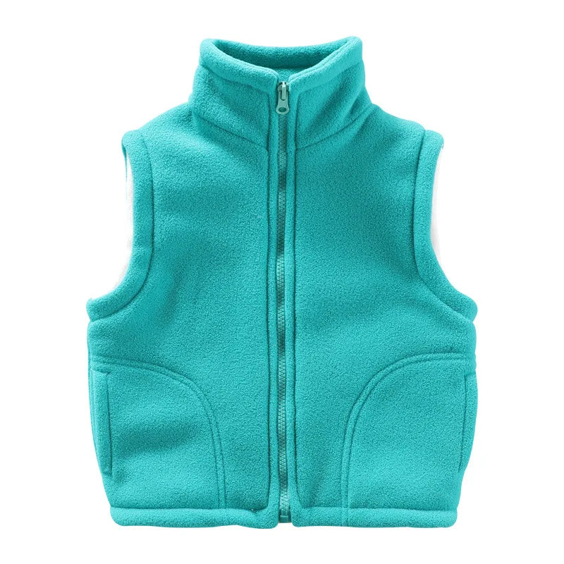 3 to 10 Years Teenager Outwear Waistcoats Sleeveless Jackets Children's Vest For Boy Girl Polar Fleece