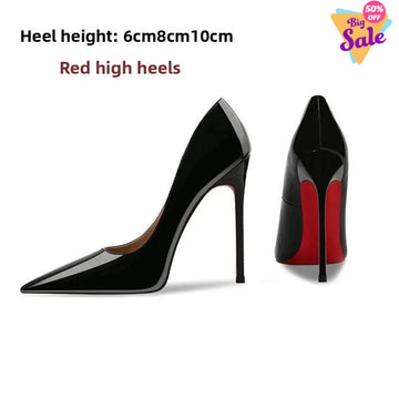 Heels & Pumps — Polished-Sole Leather Stiletto Pumps 9cm, Pointed-Toe Luxury Party Heels — view 1 of heels & pumps
