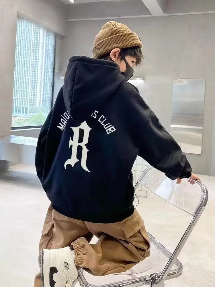 2023 Boys Hoodies Autumn Winter Fashion Cartoon Print Hoodie Sweatshirt Kids Casual Children's Clothing Pullover Sweatshirt