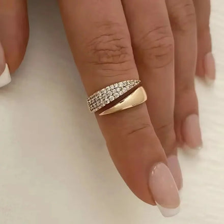 Women's Gold Plated Sun Ring — Natural Stone Hollow Metal Texture Jewelry — view 1 of jewelry