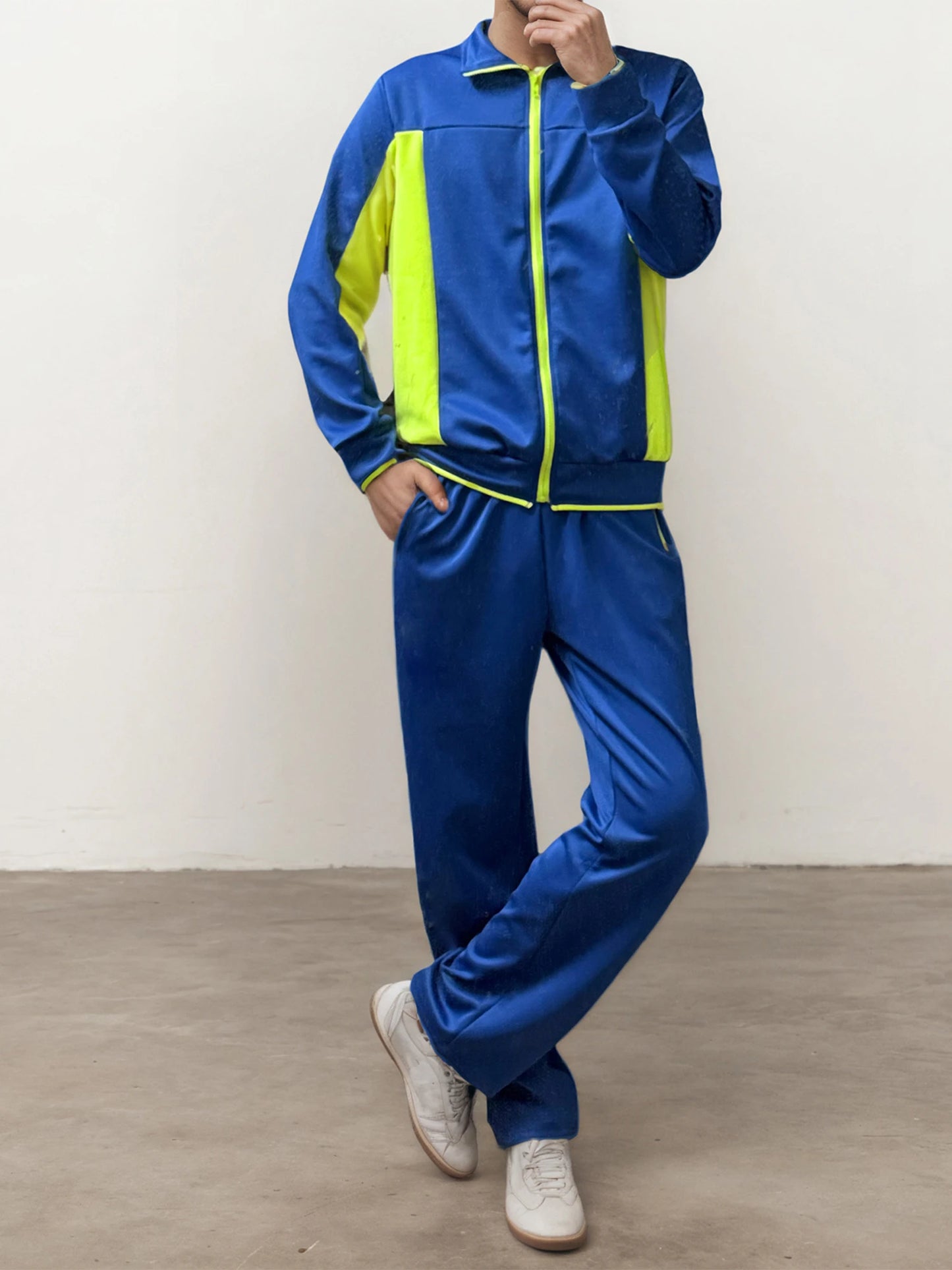 Men’s 2-Piece Contrast-Color Tracksuit — Long-Sleeve Sweatshirt + Pants Training Set — view 5 of tracksuits