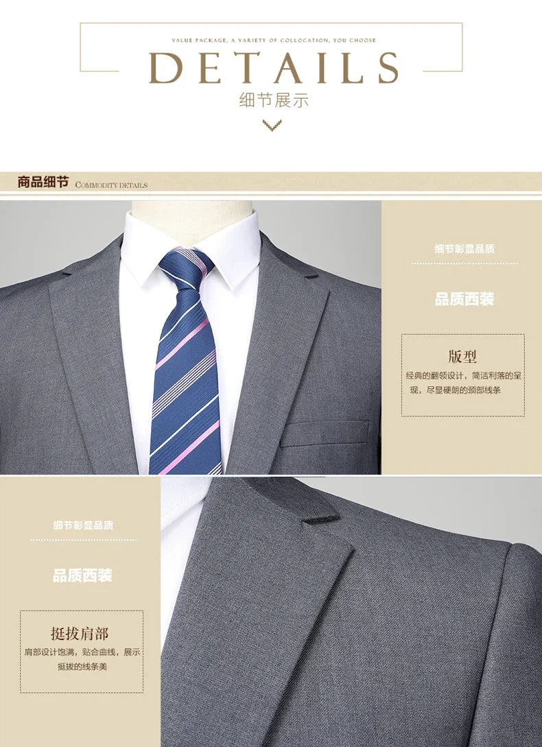 2024 Two-button Suit for Men (suit + Trousers) Handsome Slim-fit Business Professional Work Formal Two-piece Set S-6XL