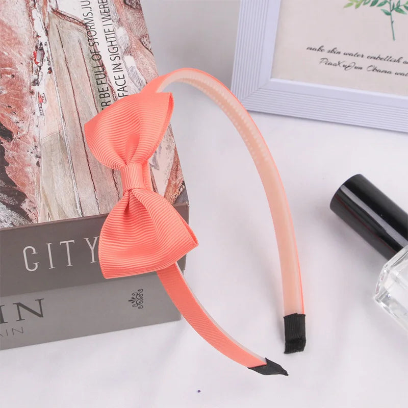 Solid Color Ribbon Bow Baby Hair Band - Summer Headband for Girls