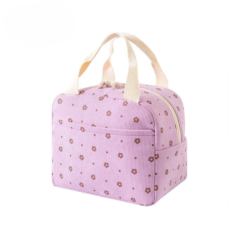 Floral Corduroy Lunch Bag - Cottagecore Thermal Lunch Tote for Tweens & Adults — view 11 of lunch bags