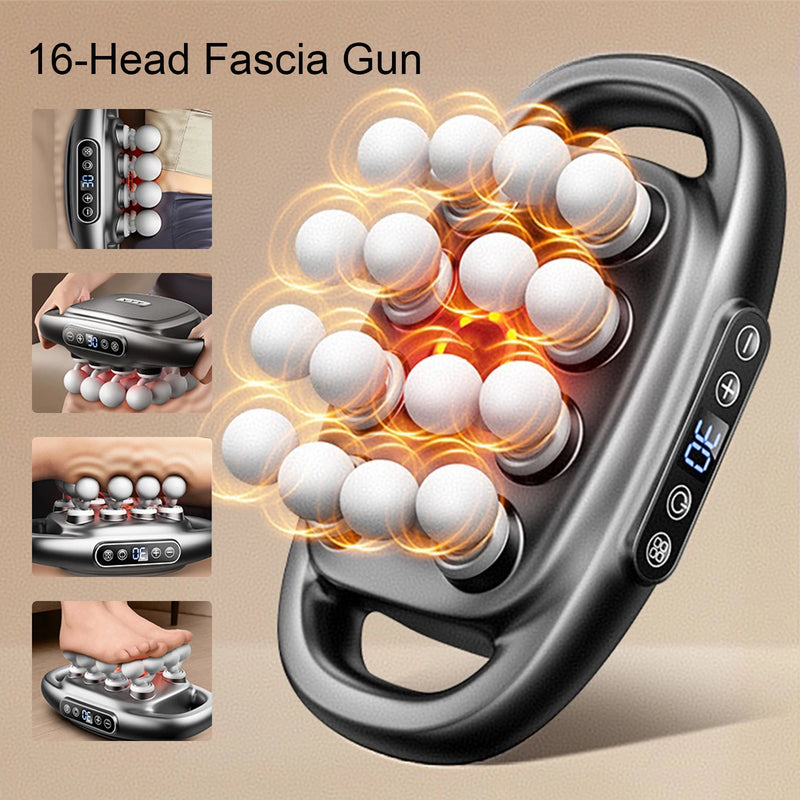 16-Head Heated Fascia Gun — High-Frequency Percussion Massager — view 1 of recovery & massage