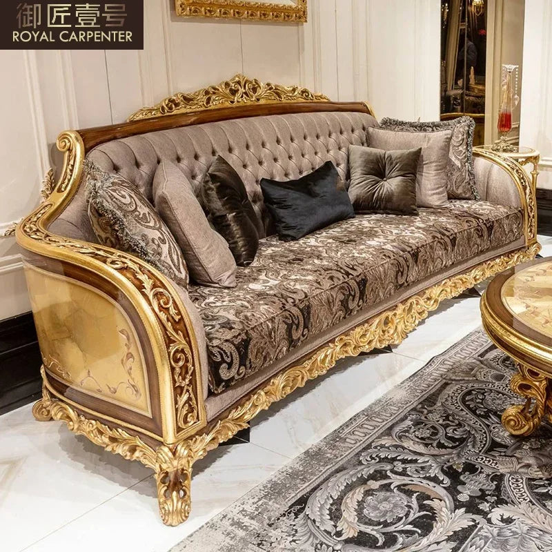 European Luxury Cloth Sofa – Turkish-Inspired Villa Living Room Furniture