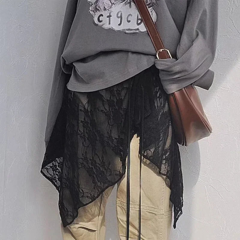 French Lace Up Short Fart Curtain Skirt Spring Layered Skirt INS Women Wrap Skirt Bandage Dress Apron Curtain Expansion Skirt