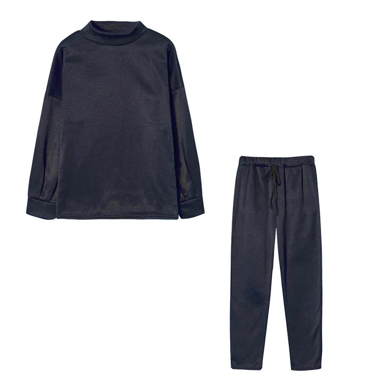 Autumn-Winter 2Pc Tracksuit — Women’s Long-Sleeve Pullover Hoodie + Solid Jogger Pant Set — view 14 of tracksuits