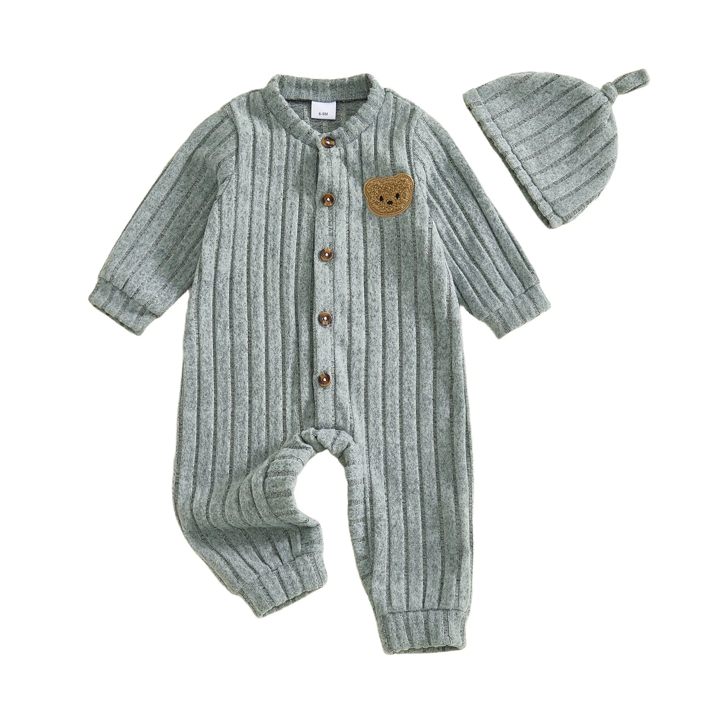 Infant Boy Bear Embroidery Romper & Beanie Set - 2-Piece Gift Outfit — view 8 of infant sets