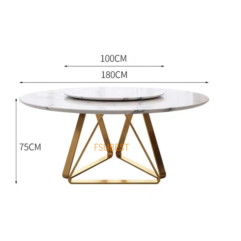 Italian Modern 8-Seater Dining Table Set – Marble & Gold Stainless Steel Elegance