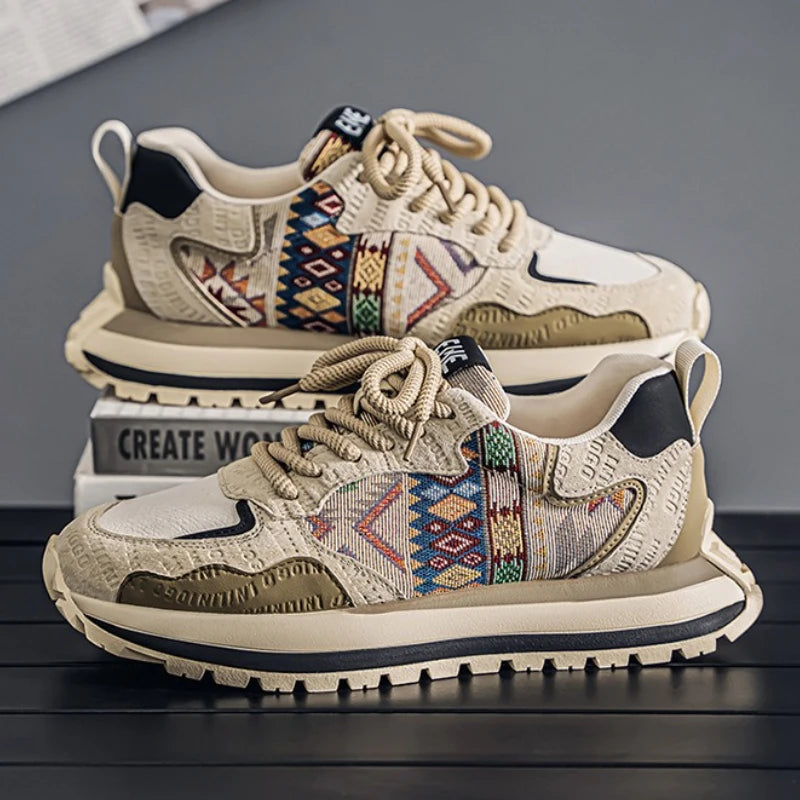 Men's Thick-Soled Sneakers — Trendy Chunky Non-Slip Outdoor Sports Trainers — view 1 of sneakers