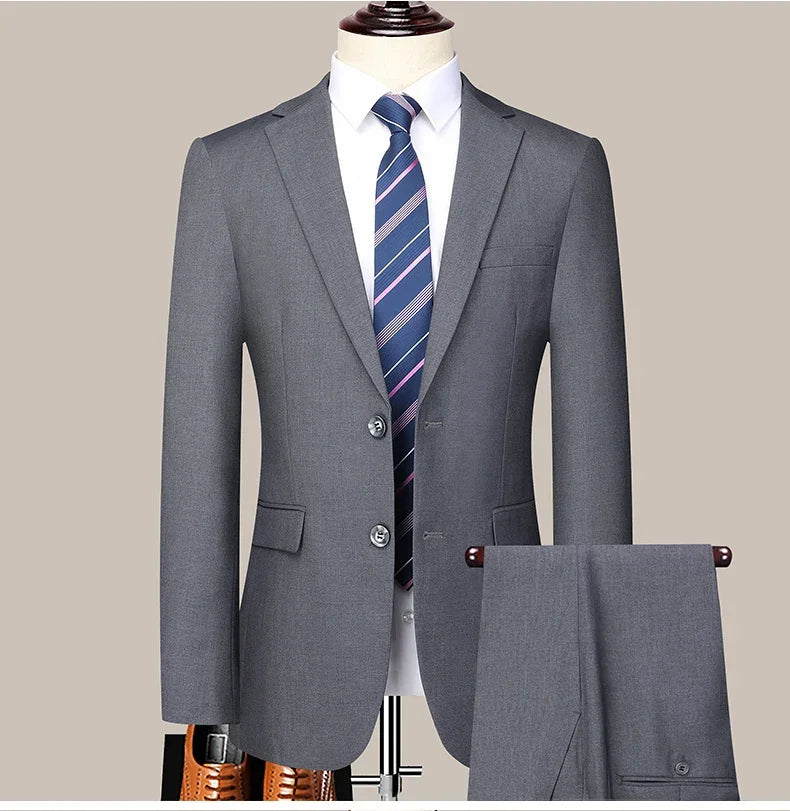 2024 Two-button Suit for Men (suit + Trousers) Handsome Slim-fit Business Professional Work Formal Two-piece Set S-6XL