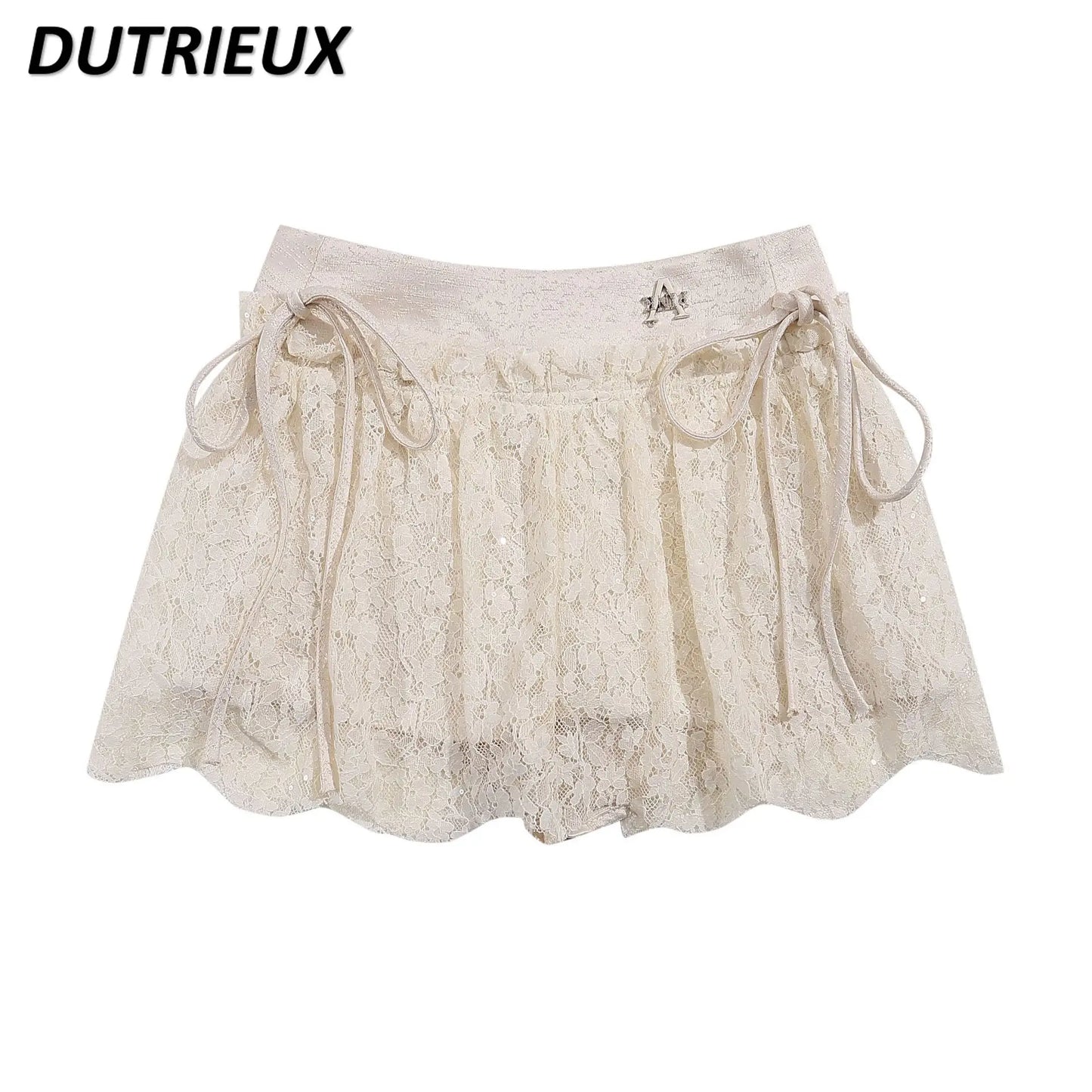 Sweet Cute Fashion Spring and Summer Women's Mini Skirts 2024 New Lace Girl Simple Elegant Short