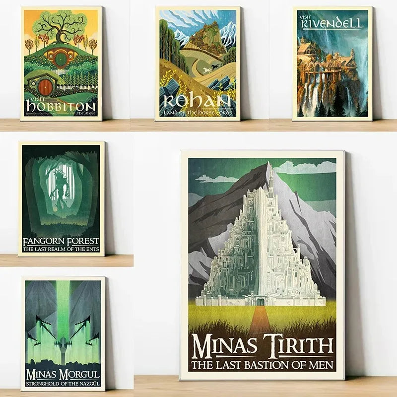 Middle-Earth Travel Canvas Poster — Vintage Lord of The Rings Fantasy Movie Wall Art — view 1 of wall art & prints