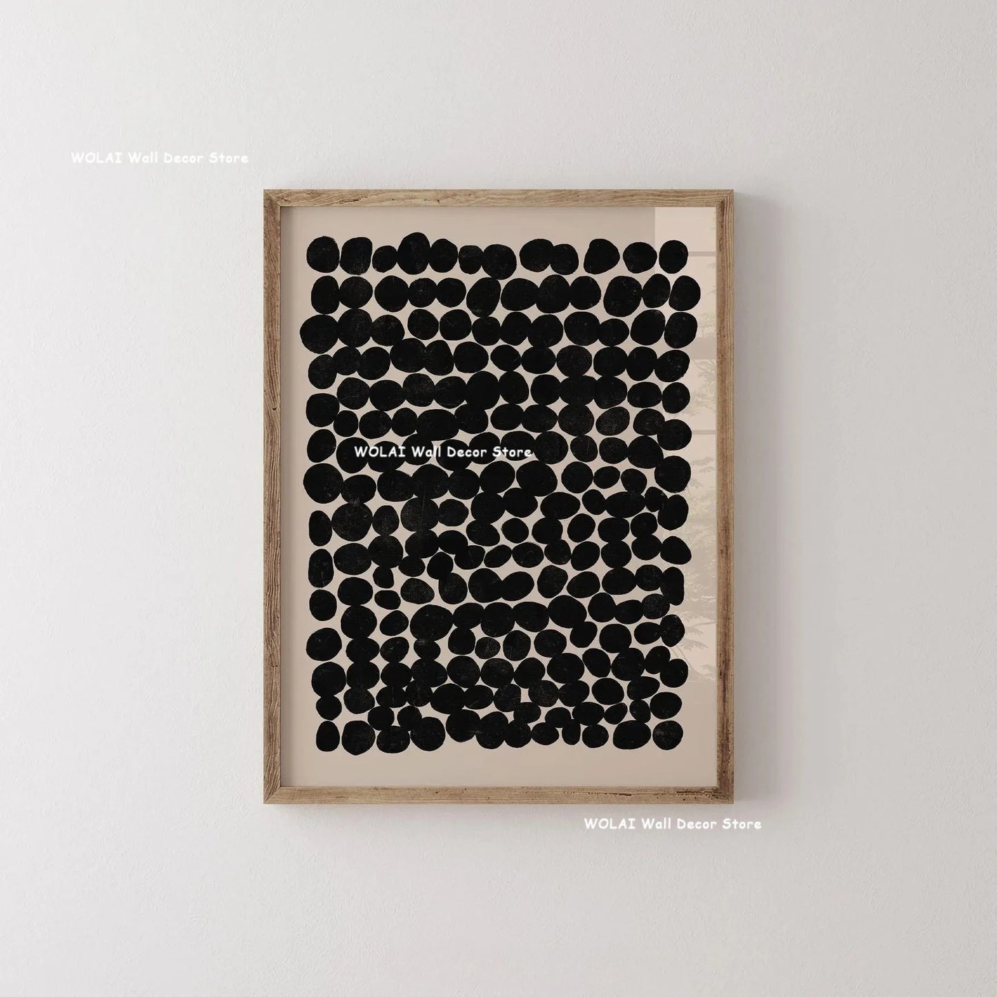 Abstract Moody Plant Canvas Poster — Mid-Century Beige & Black Floral Wall Art