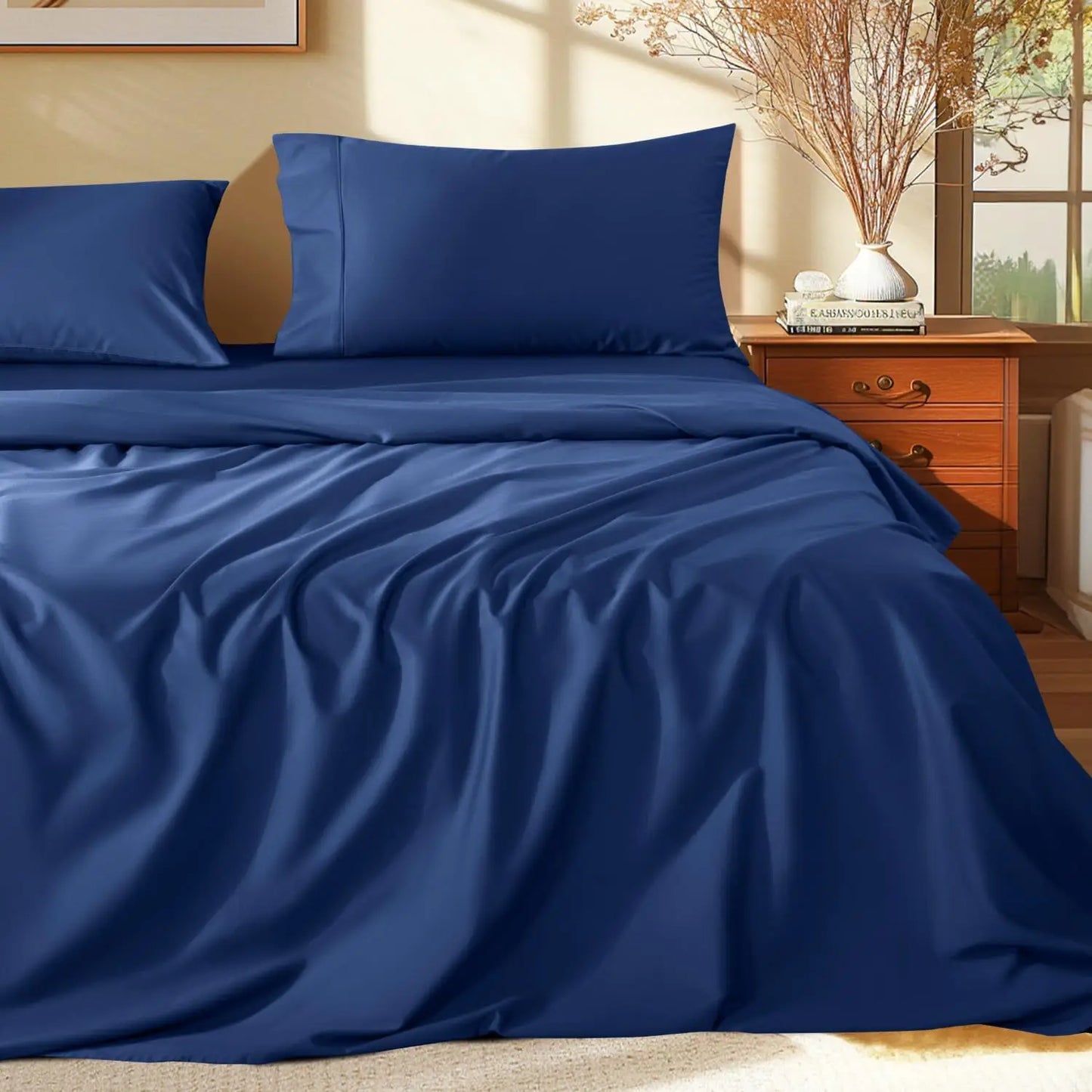 100% Egyptian Cotton Sheets Set - 1000 Thread Count,Luxury Cotton Bed Sheets,Breathable & Cooling Bedding