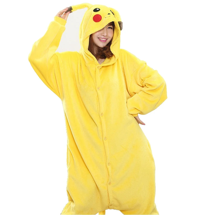 Flannel Kigurumi for Adult Kids Anime Animal Pajama Onesie Long Romper Funny Holiday Jumpsuit Sleepwear Pyjama Christmas Costume