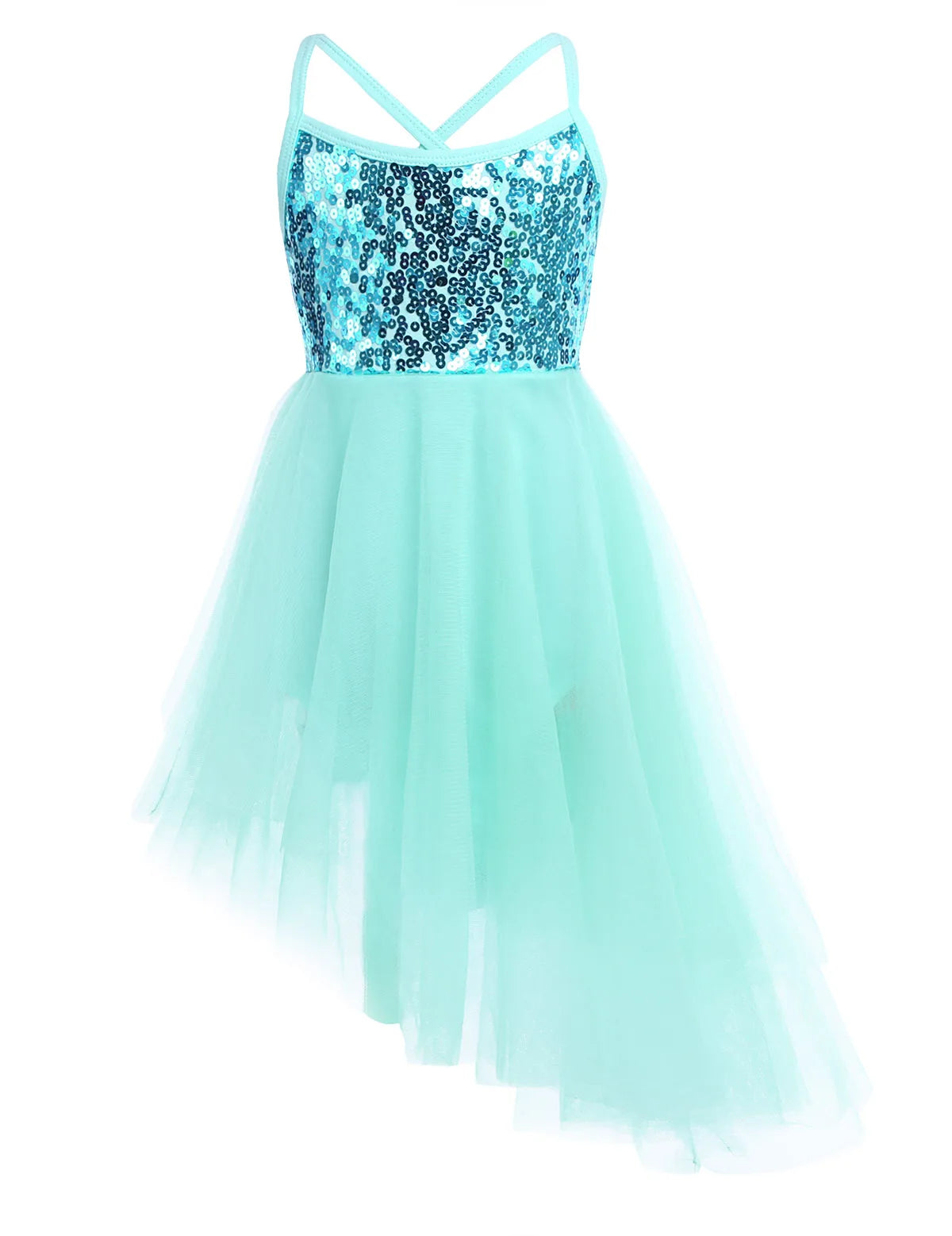 Kids Girls Sequin Ballet Tutu Hi-Lo Dress - Fairy Leotard Costume — view 10 of dance costumes