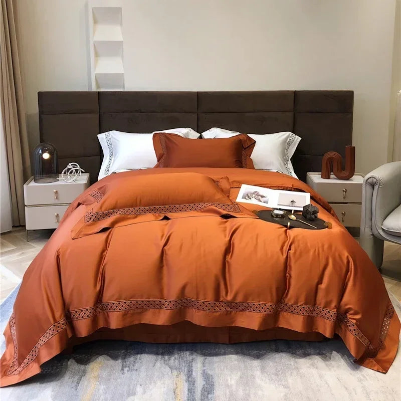 High-End Luxury 140 Pieces Pima Cotton Four-Piece Set Pure Cotton All Cotton Lace Hollow Quilt Cover Bed Sheet Bedding
