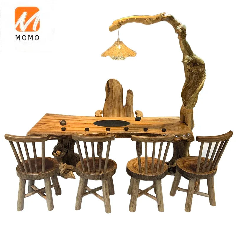 Large Solid Wood Dining Table Set – One Table, Four Chairs