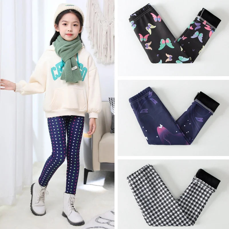 Baby Girls’ Winter Warm Leggings – Plus Velvet Thick Stretch Pants (2-12Y)