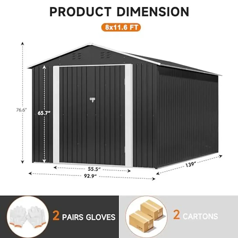 Heavy-Duty Metal Garden Shed – Reinforced Outdoor Storage (8x12 FT)