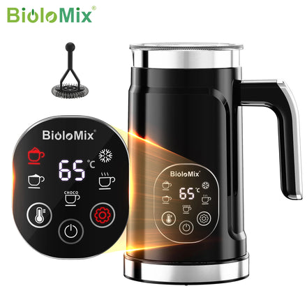 BioloMix 5-in-1 Milk Frother – LED Touchscreen Hot & Cold Foam Maker for Lattes & Coffee