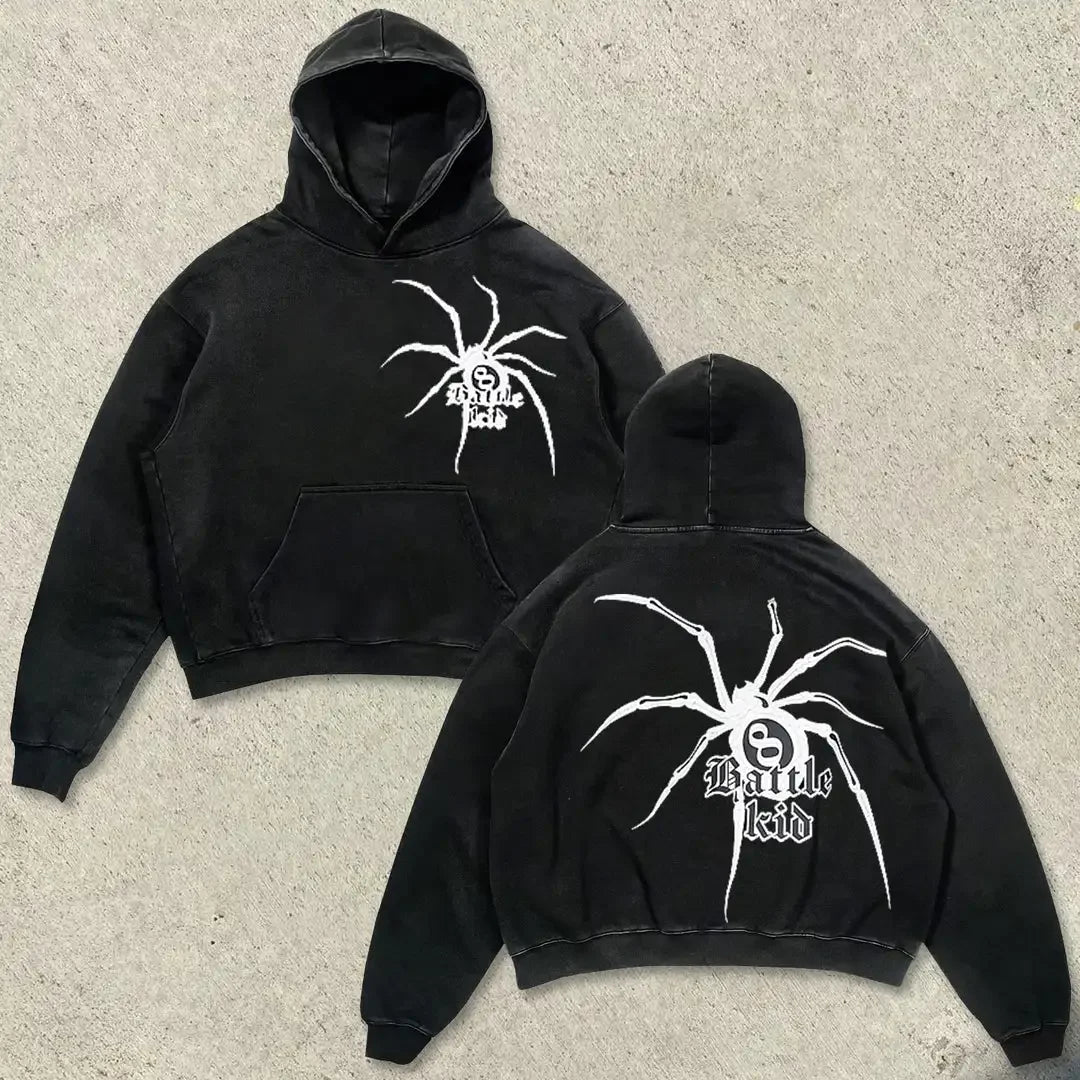 Women’s Y2K Graphic Oversized Hoodie – High Street American Gothic Streetwear for Couples