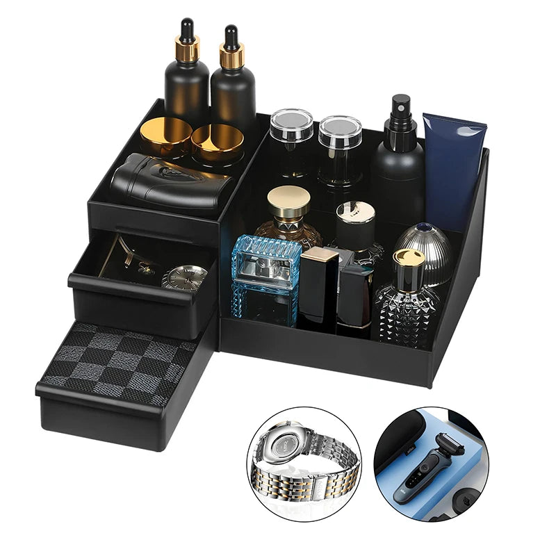 Storage Organizer Cosmetic Drawer Box — Perfume & Cologne Stand for Dresser Bathroom Countertop — view 5 of storage & organisation