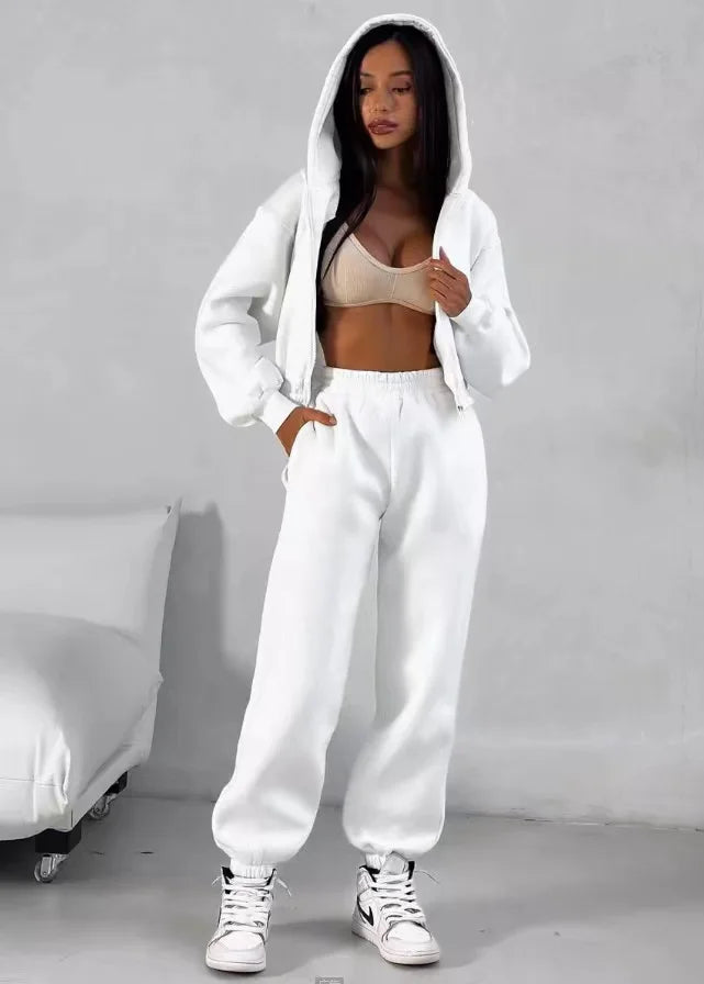 2025 Spring & Autumn Women's 2-Piece Tracksuit Set – Hoodie & Sport Pants Pullover Outfit
