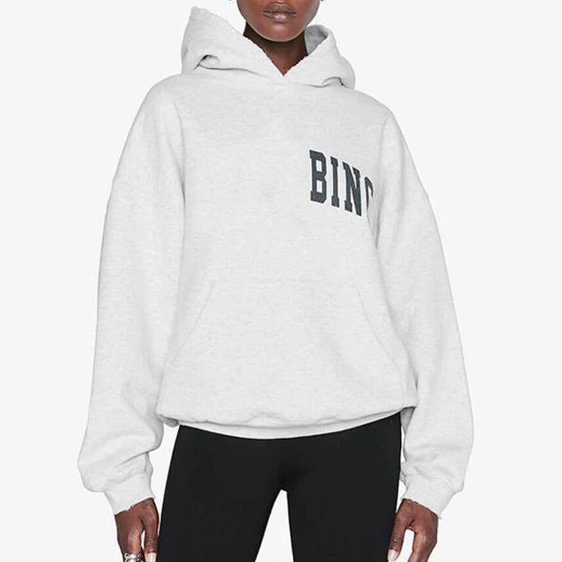 Women's Classic Letter Sweatshirt – Casual Cotton Crew Neck Pullover Hoodie
