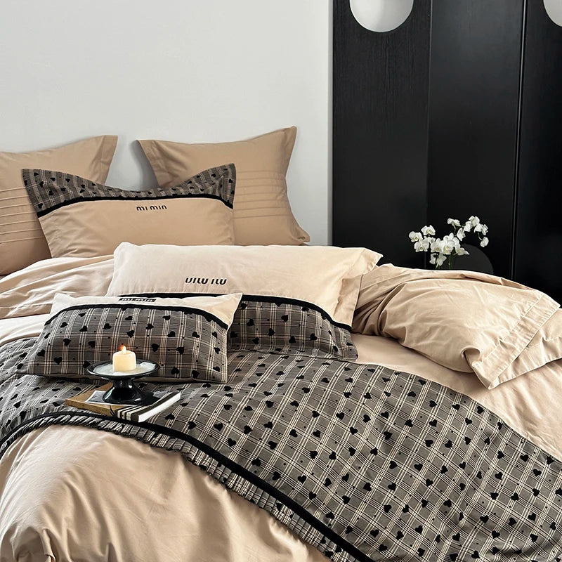 New 100% Cotton Queen Size Bedding Set Duvet/ Comforter Cover Bed Sheet Set pillowcas for bed adult comfort