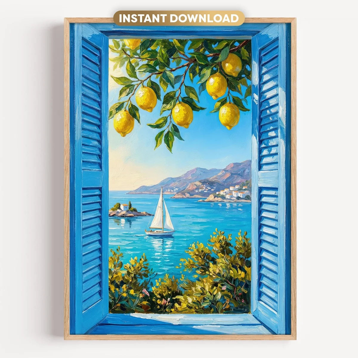 Italian Lemon Tree Canvas Poster — Cottagecore Landscape Spring Wall Art for Home Decor
