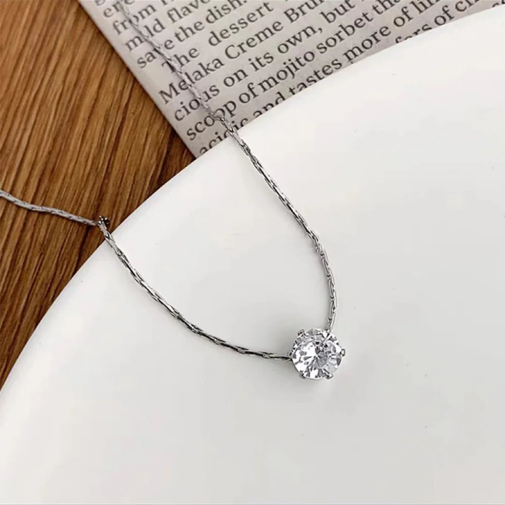 Women's Dainty Zircon Charm Necklace — 18K Gold Plated Anti-Tarnish Jewelry — view 8 of jewelry
