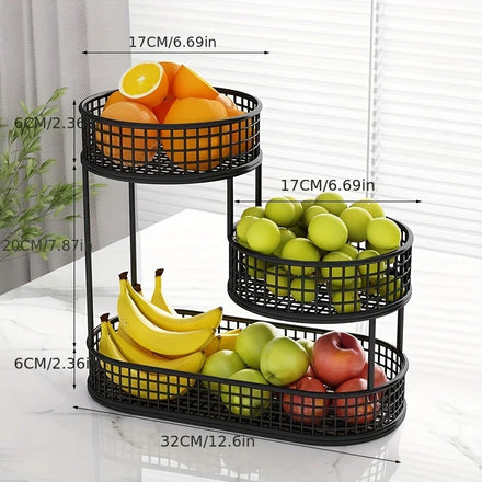 Stainless Steel Multi-Layer Fruit Basket — Elegant Round Display Rack for Kitchen & Dining — view 1 of dining & tableware