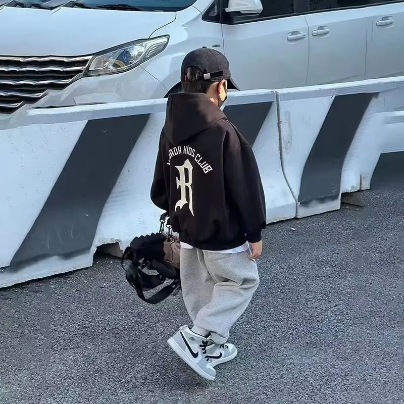 2023 Boys Hoodies Autumn Winter Fashion Cartoon Print Hoodie Sweatshirt Kids Casual Children's Clothing Pullover Sweatshirt