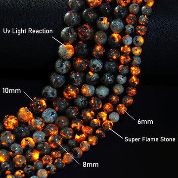 Pearl & Yooperlite Fire Sodalite Beads 15" — 8mm Glow Stone Strand for DIY Jewelry — view 1 of beads