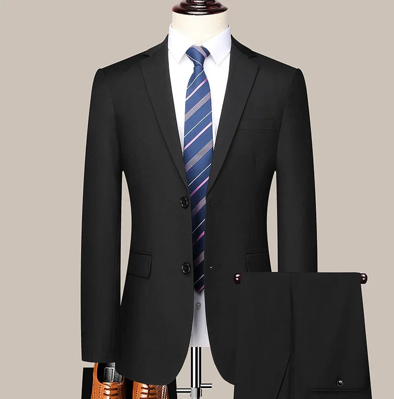 2024 Two-button Suit for Men (suit + Trousers) Handsome Slim-fit Business Professional Work Formal Two-piece Set S-6XL