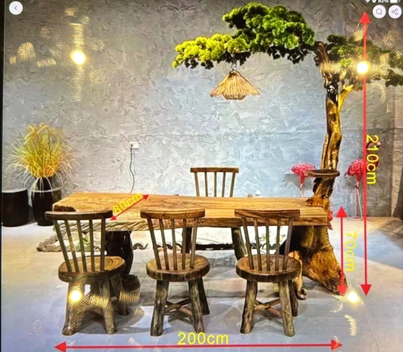 Large Solid Wood Dining Table Set – One Table, Four Chairs