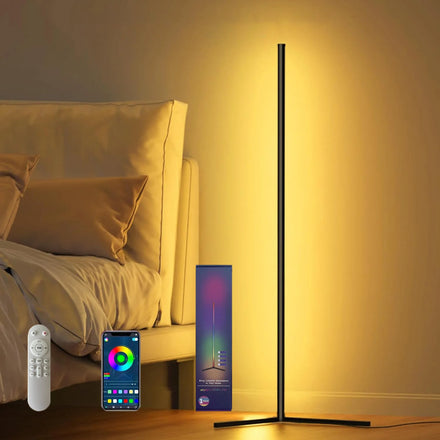 RGB LED Corner Floor Lamp — Smart Modern Music-Sync Lamp with 16 Million DIY Colors