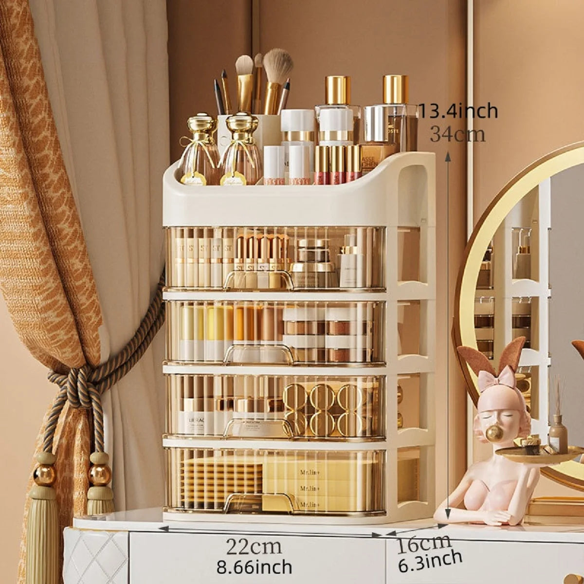 Storage Organizer Multi-Layer Makeup Box — Cosmetic Skincare Eyeshadow Lipstick for Dresser Bathroom