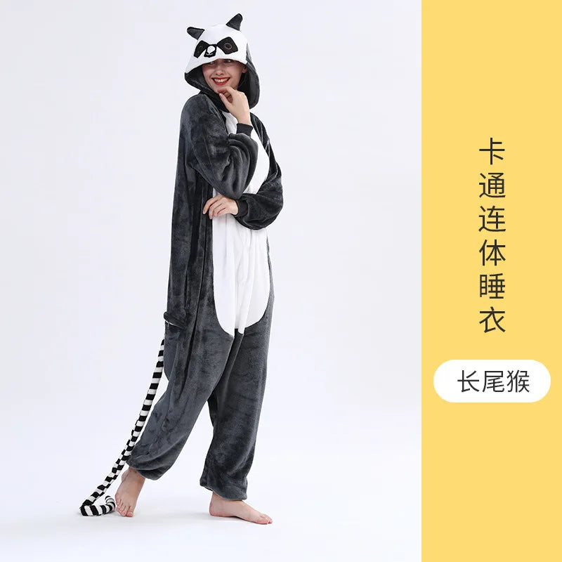 Flannel Kigurumi for Adult Kids Anime Animal Pajama Onesie Long Romper Funny Holiday Jumpsuit Sleepwear Pyjama Christmas Costume