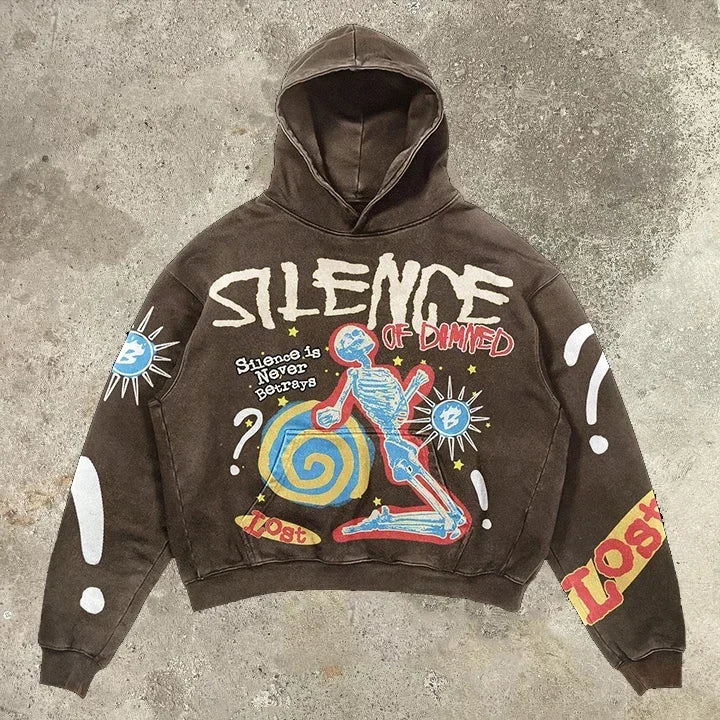 Women’s Y2K Graphic Oversized Hoodie – High Street American Gothic Streetwear for Couples