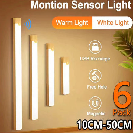 Under-Cabinet Kitchen Light — Motion Sensor USB Rechargeable Magnetic Strip for Wardrobe & Cupboards