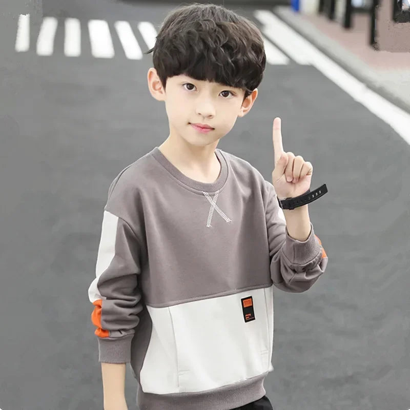 2025 Boys’ Cotton Hoodie Sweatshirt – Windproof Spring & Autumn Kids' Outwear for School