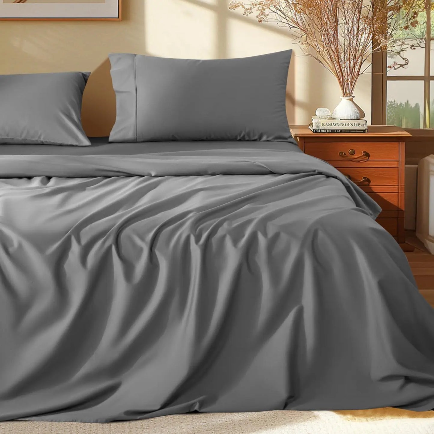 100% Egyptian Cotton Sheets Set - 1000 Thread Count,Luxury Cotton Bed Sheets,Breathable & Cooling Bedding