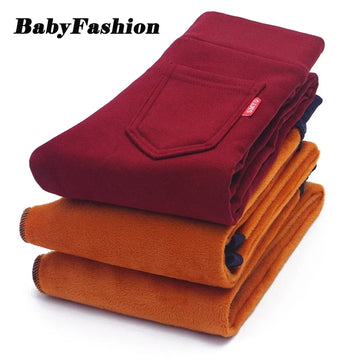 Girls Leggings Winter Kids Thick Velvet Leggings Pencil Slim Pants 4-12Y — view 1 of kids' clothing