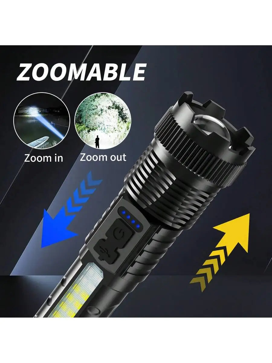 High-Lumens Rechargeable Tactical Flashlight 2-Pack — Zoom + COB Lantern — view 6 of outdoor sports